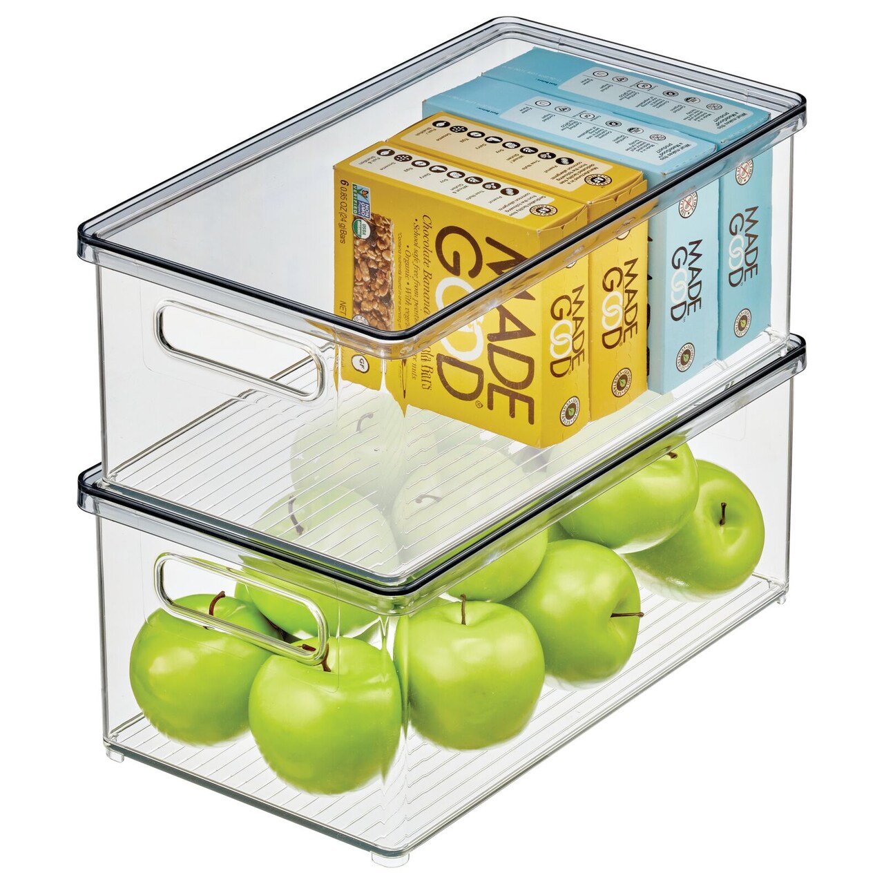 mDesign Plastic Storage Bin Box Container, Lid and Handles, 2 Pack